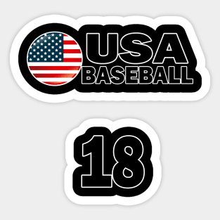 USA Baseball Number 18 T-shirt Design Sticker